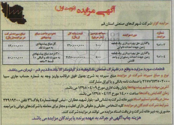 آگهی مزایده , مزایده واگذاری حق بهره برداری یک قطعه زمین جهت احداث نانوایی...