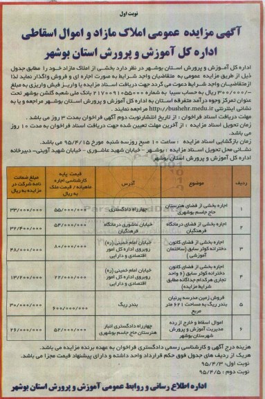 آگهی مزایده عمومی ,مزایده اجاره بخشی از فضای هنرستان