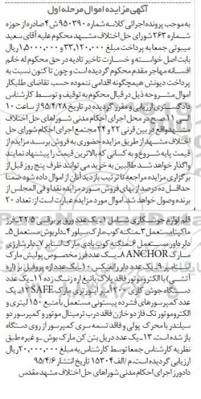 مزایده,مزایده فروش تعداد 20 قلم لوازم جوشکاری