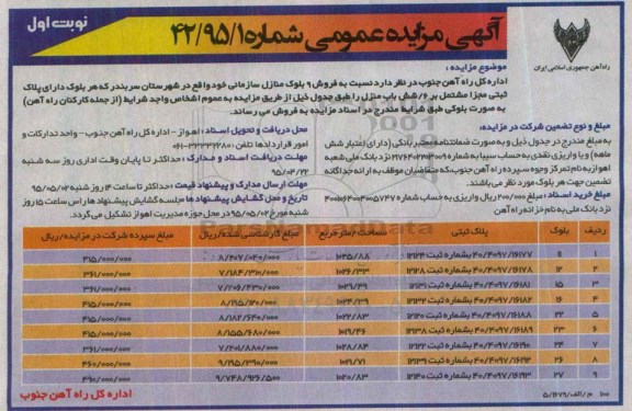 مزایده,مزایده فروش نه بلوک منازل سازمانی