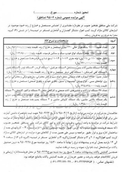 مزایده , مزایده تعداد حدود 10000 بشکه فلزی خالی 2220 لیتری مستعمل و....