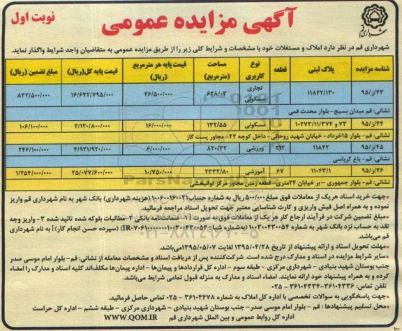 مزایده,مزایده واگذاری املاک و مستغلات