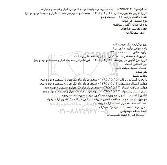 مناقصه تامين نيروی انسانی