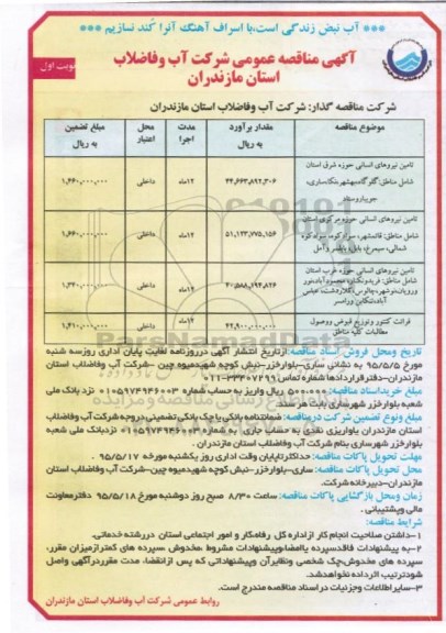 آگهی مناقصه عمومی , مناقصه تامین نیروی انسانی