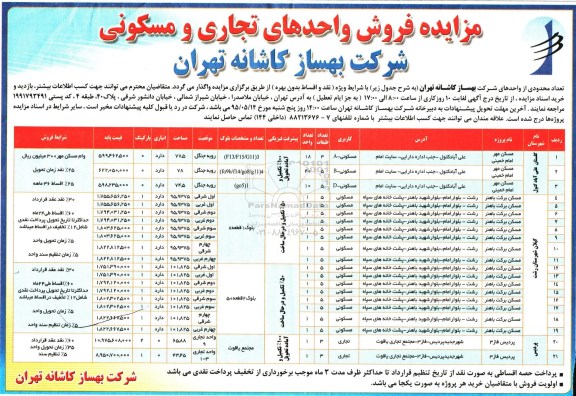 مزایده,مزایده فروش واحدهای تجاری و مسکونی