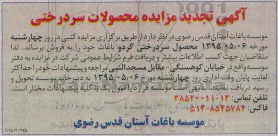 آگهی مزایده ,مزایده محصول سردرختی گردو
