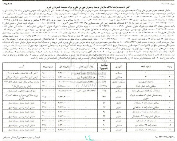 مزایده,مزایده املاک سازمان توسعه و عمران تجدید