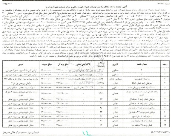 مزایده,مزایده املاک سازمان توسعه و عمران تجدید 