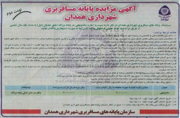آگهی مزایده،آگهی مزایده اجاره ساندویچی نوبت دوم