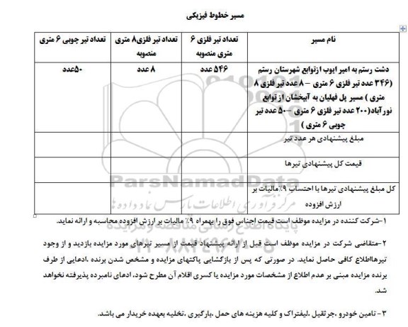 مزایده مسیر خطوط فیزیکی