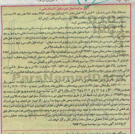 مزایده,مزایده ششدانگ پلاک ثبتی بخش 11 ثبت امل