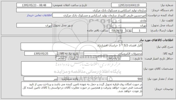 استعلام, استعلام کابل افشان 5/2 * 3 خراسان افشارنژاد 