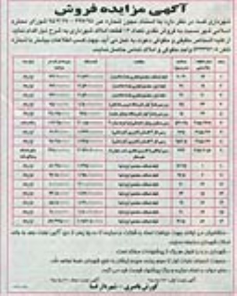 مزایده,مزایده فروش نقدی تعداد 16 قطعه املاک شهرداری