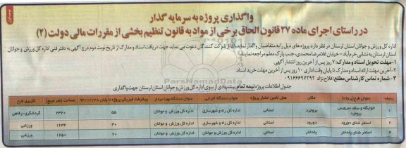 مناقصه , مناقصه واگذاری پروژه به سرمایه گذار خوابگاه و سلف سرویس نوبت اول