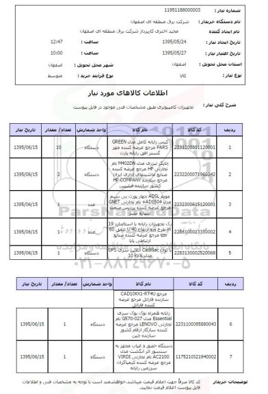 استعلام, استعلام تجهیزات کامپیوتری