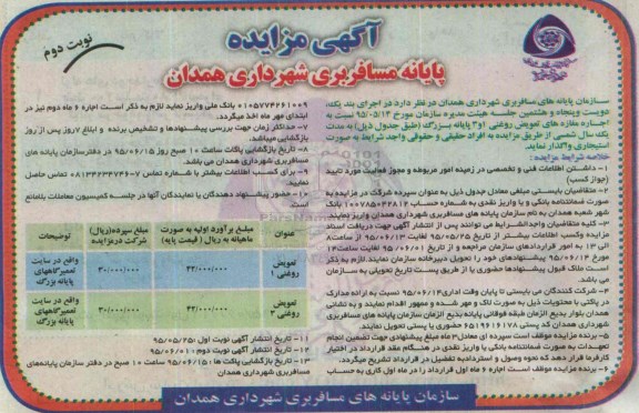 آگهی مزایده, مزایده واگذاری به اجاره مغازه های تعویض روغنی- نوبت دوم