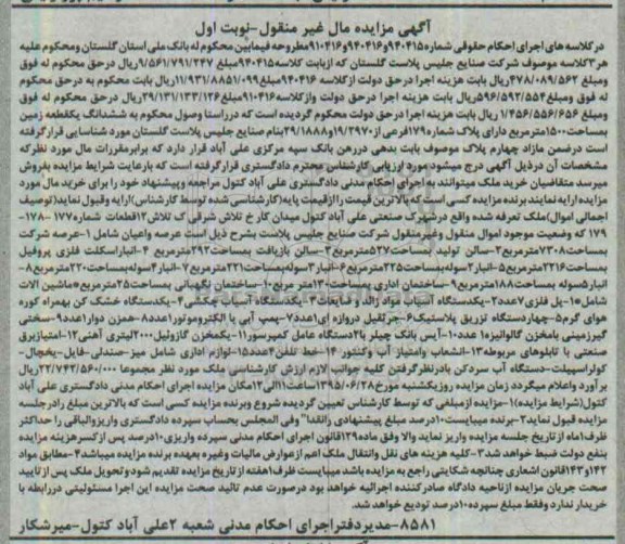 مزایده,مزایده ششدانگ زمین و ....