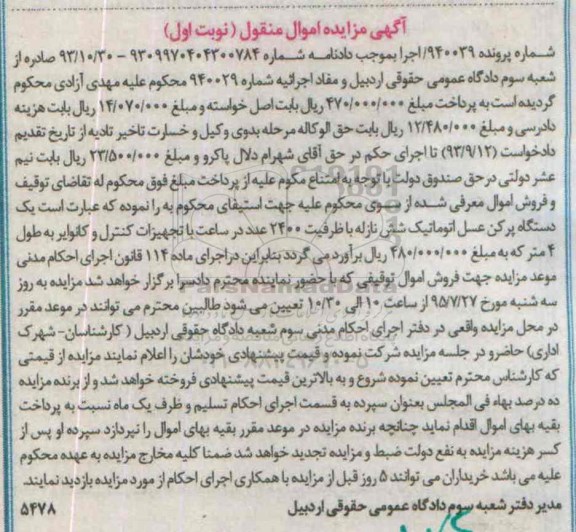 مزایده دستگاه پرکن عسل اتوماتیک شش نازله