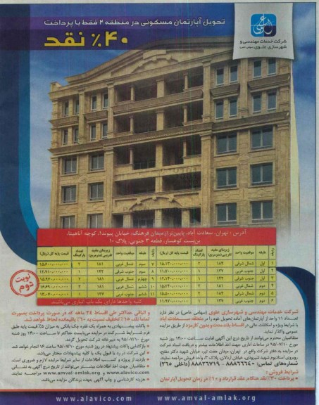 مزایده,مزایده واگذاری تعداد 11 واحد از آپارتمانهای اماده تحویل نوبت دوم