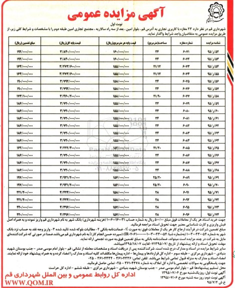 آگهی مزایده عمومی,مزایده واگذاری 23 مغازه با کاربری تجاری