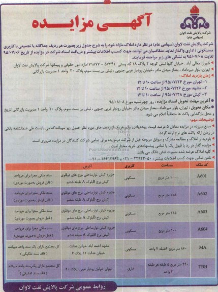 مزایده,مزایده واگذاری املاک کاربری مسکونی اداری