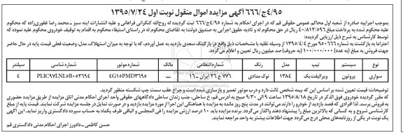 مزایده, مزایده سواری پروتون تیپ ویرالیفت بک 