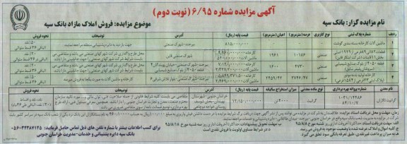مزایده,مزایده فروش املاک مازاد و ماشین الات و معدن نوبت دوم