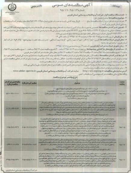 مناقصه ,مناقصه های عمومی خرید 13700 متر لوله گالوانیزه و....