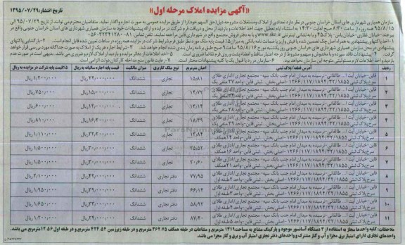 آگهی مزایده,مزایده واگذاری به اجاره تعدادی از املاک و مستغلات
