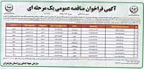 آگهی فراخوان مناقصه عمومی, مناقصه تجهیز و نوسازی اراضی شالیزاری -نوبت دوم