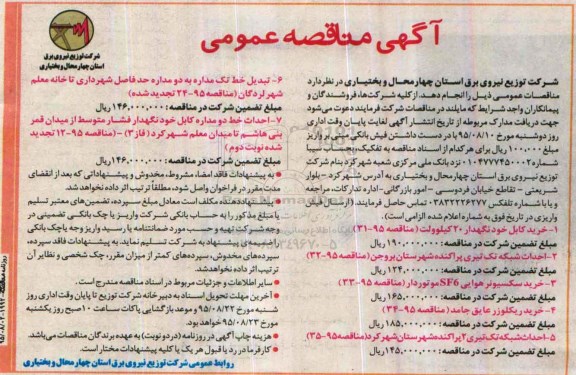 آگهی مناقصه عمومی , مناقصه خرید کابل خودنگهداری 20 کیلوولت ...