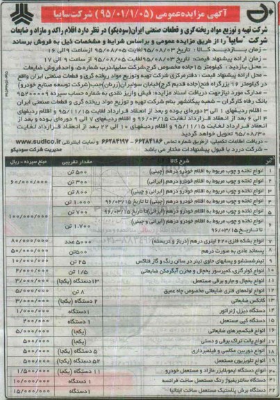 آگهی مزایده عمومی, مزایده اقلام راکد و مازاد و ضایعات