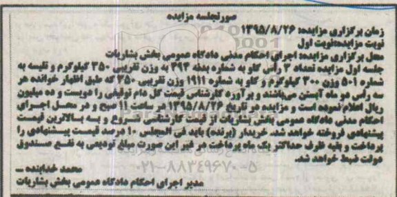 مزایده,مزایده تعداد 3 راس گاو