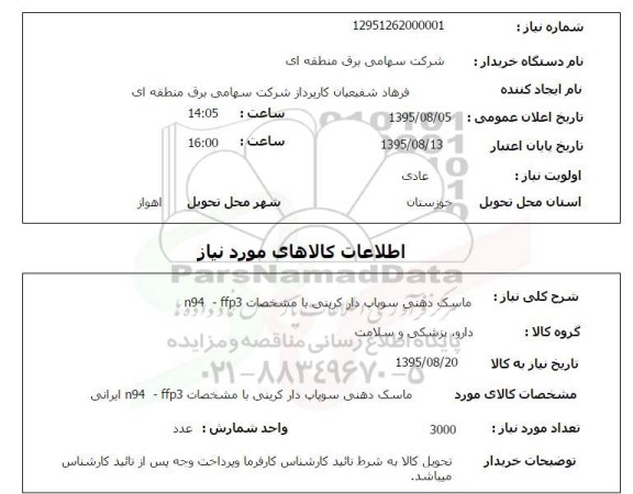 استعلام, استعلام ماسک دهنی سوپاپ دار کربنی
