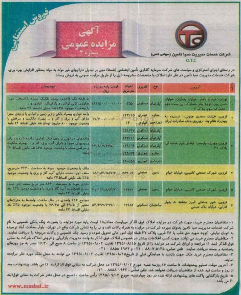 مزایده,مزایده فروش املاک کاربری مسکونی تجاری انباری صنعتی