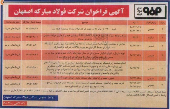 آگهی فراخوان, فراخوان خرید خرید 3400 تن وایر کازی و ...