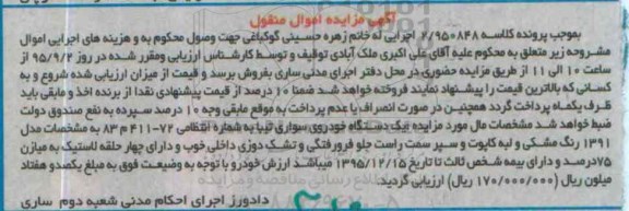 مزایده, مزایده یک دستگاه خودروی سواری تیبا