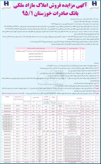 مزایده,مزایده فروش املاک مازاد ملکی 95.8.26