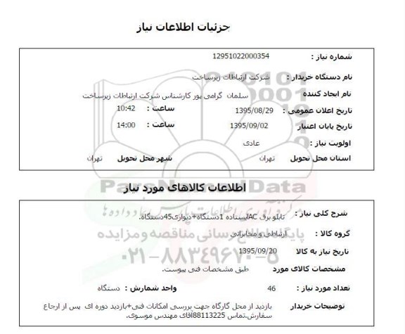 استعلام , استعلام تابلو برق AC ایستاده...