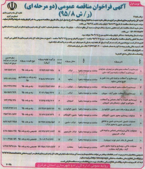 آگهی فراخوان مناقصه عمومی دو مرحله ای , فراخوان مناقصه زیرسازی و آسفالت محورهای مرزیجران - هزاوه و زیرسازی و آسفالت و ابنیه ...