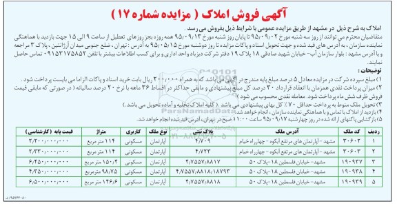 مزایده,مزایده فروش املاک در مشهد 
