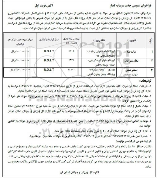 فراخوان شناسایی جذب سرمایه گذار 