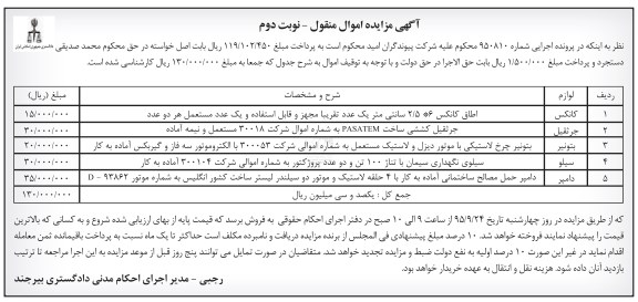 مزایده,مزایده کانکس و ... نوبت دوم