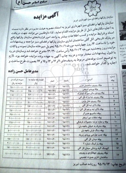 مزایده، مزایده بوفه روبروی ساختمان اداری....