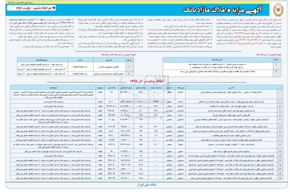 مزایده,مزایده فروش قسمتی از املاک مازاد بدون متصرف نوبت دوم