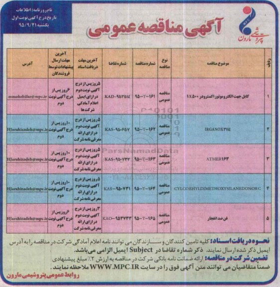 آگهی مناقصه عمومی , مناقصه کابل جهت الکتروموتور اکسترودر ....