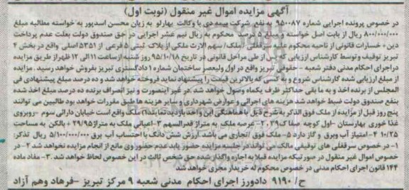 مزایده,مزایده ملک با اعیان 29.95متر نوبت اول