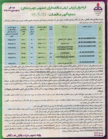 فراخوان ارزیابی کیفی مناقصه گران, مناقصه جرثقیل 20 تن کارگاهی و ...