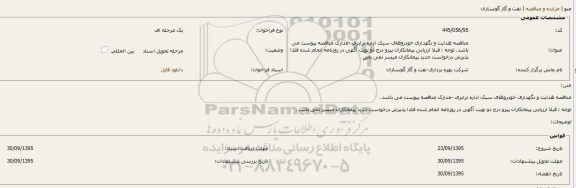 مناقصه, مناقصه هدایت و نگهداری خودروهای سبک اداره ترابری