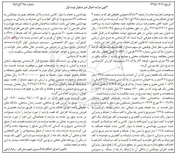 مزایده,مزایده ششدانگ زمین 166.5متر نوبت اول